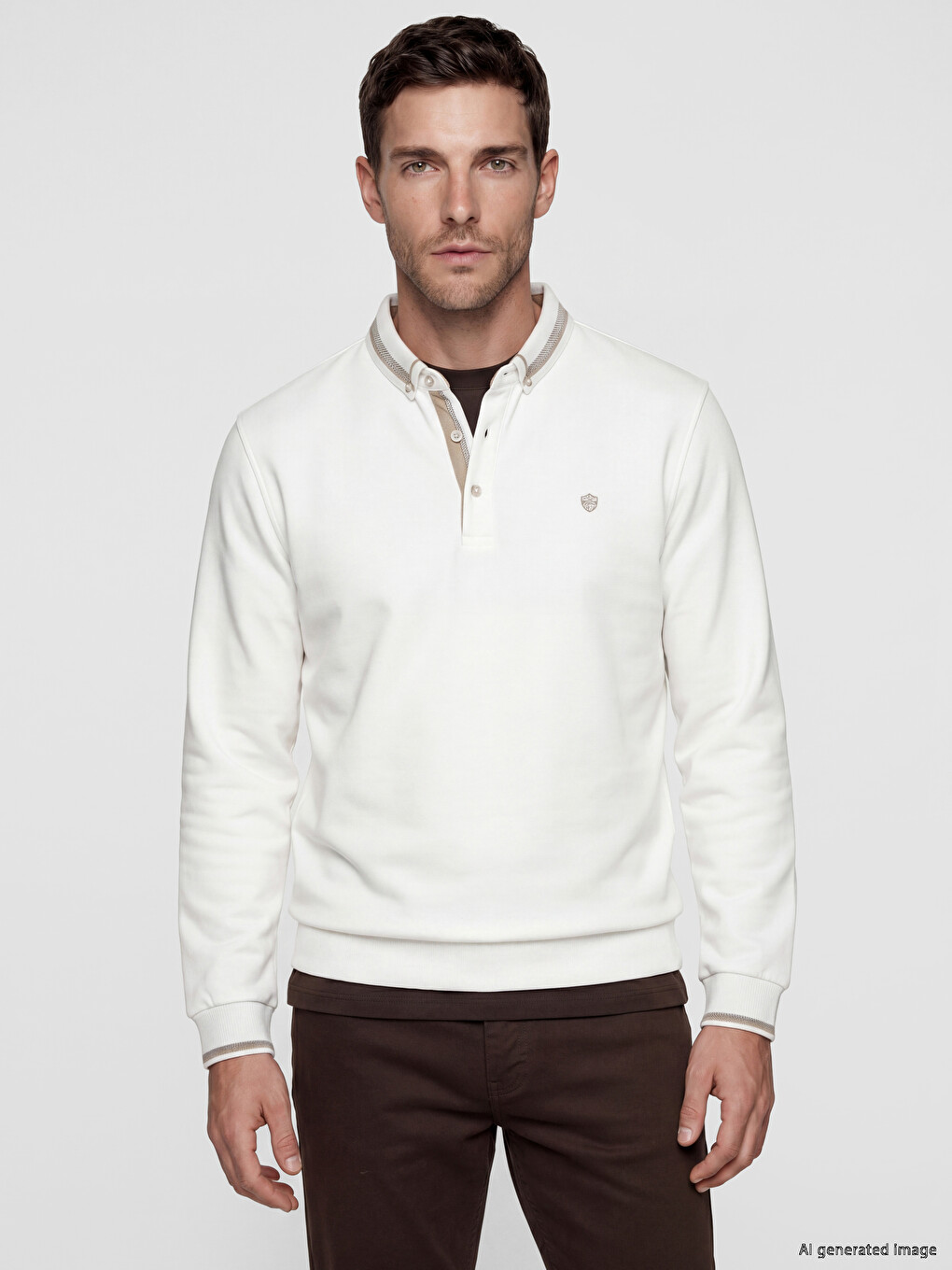 Polo Collar Men's Sweatshirt