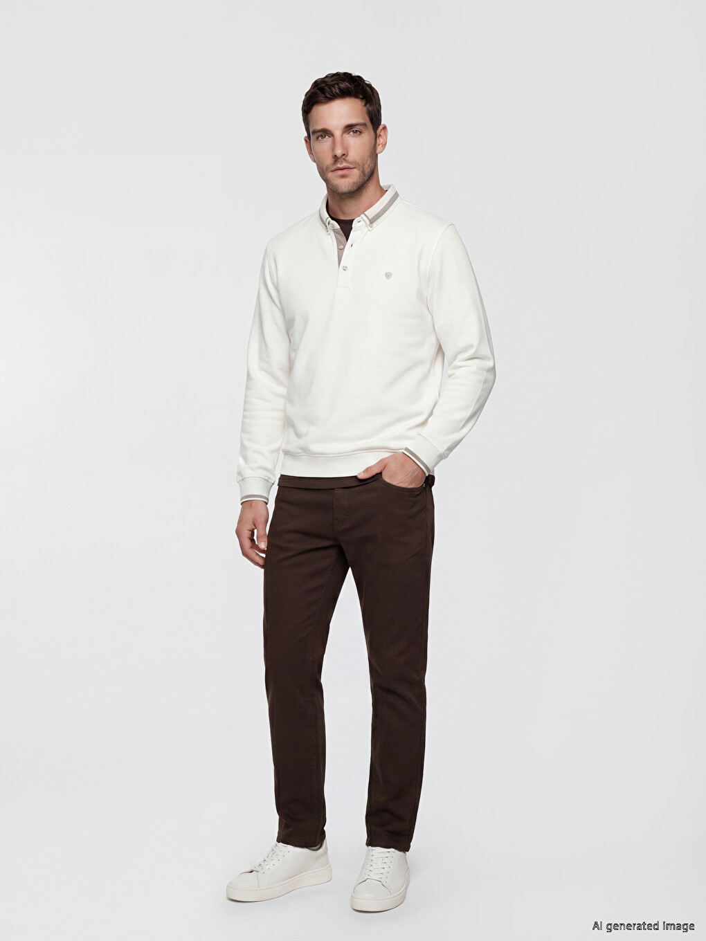 Polo Collar Men's Sweatshirt-1