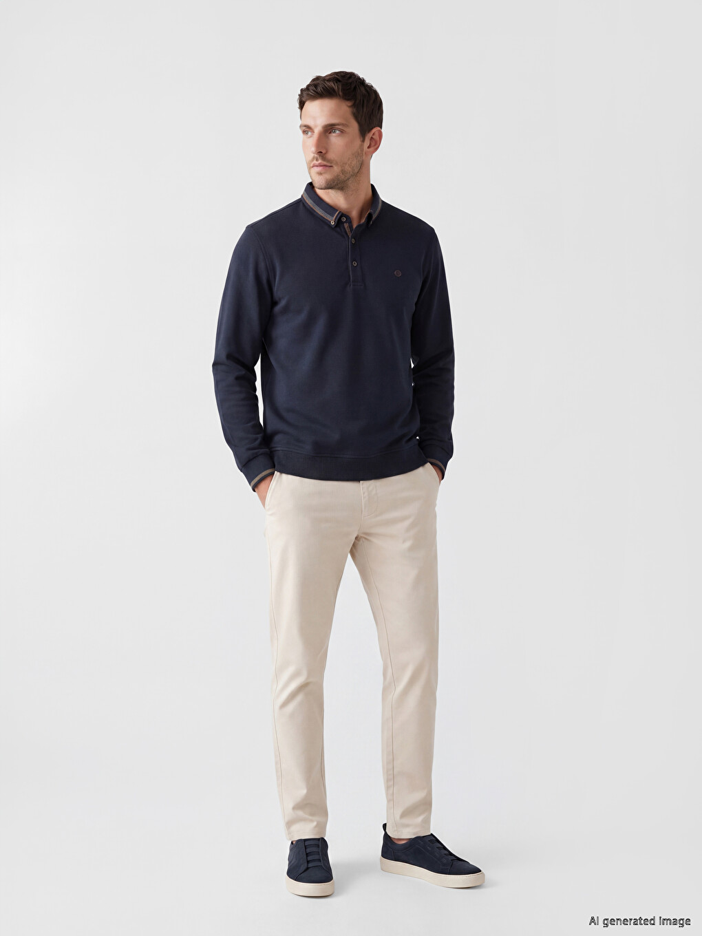 Polo Collar Men's Sweatshirt-1