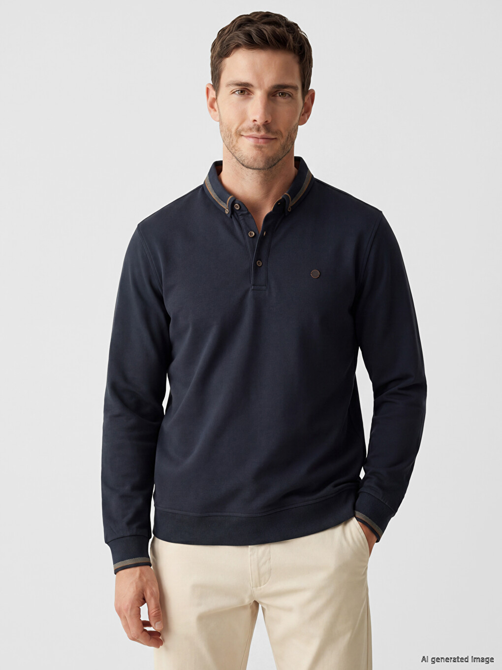 Polo Collar Men's Sweatshirt-2