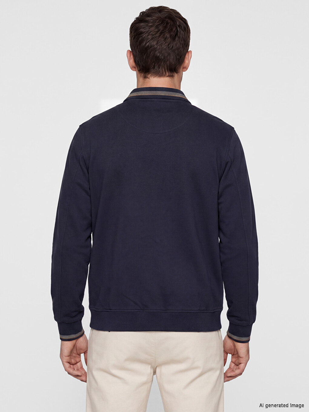 Polo Collar Men's Sweatshirt-3