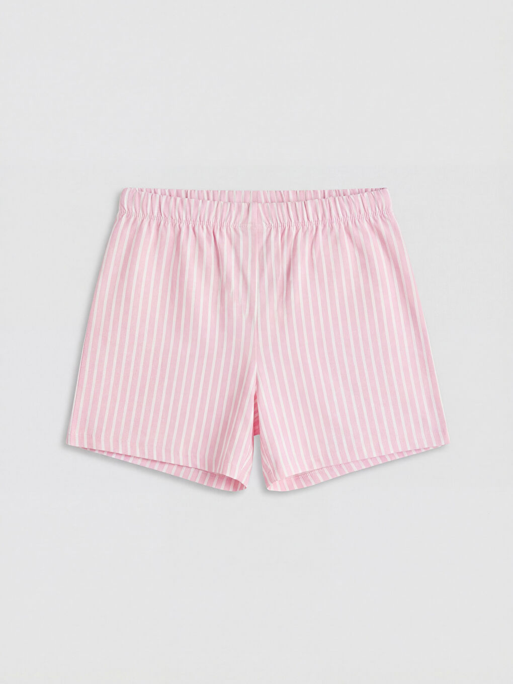 Pembe Beli Lastikli Çizgili Kız Çocuk Pijama Şortu