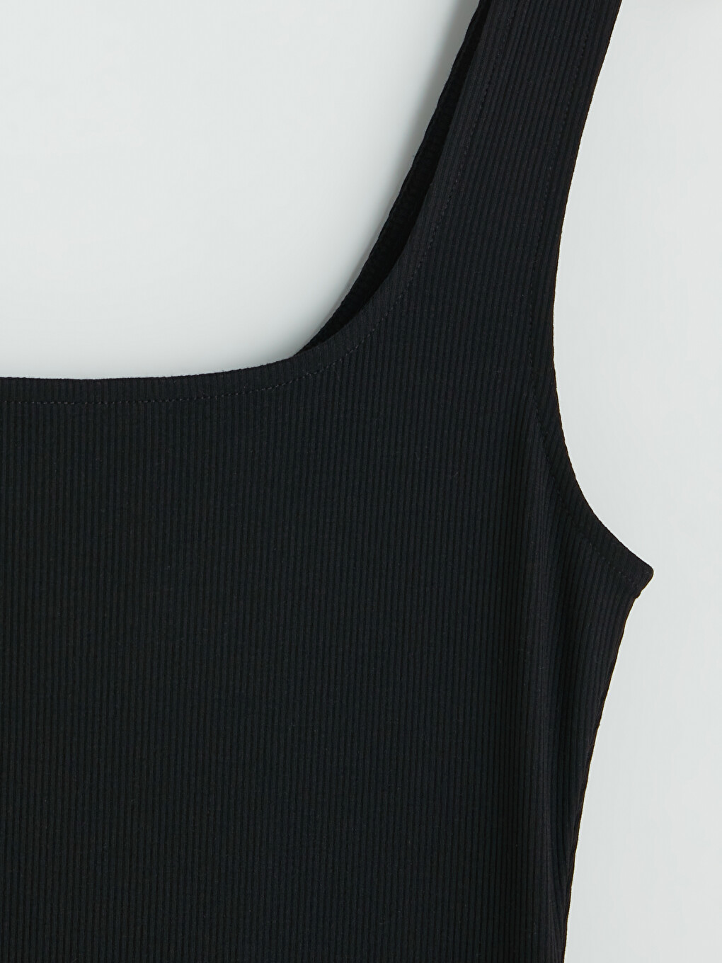 Siyah Kare Yaka Bodycon Elbise-6