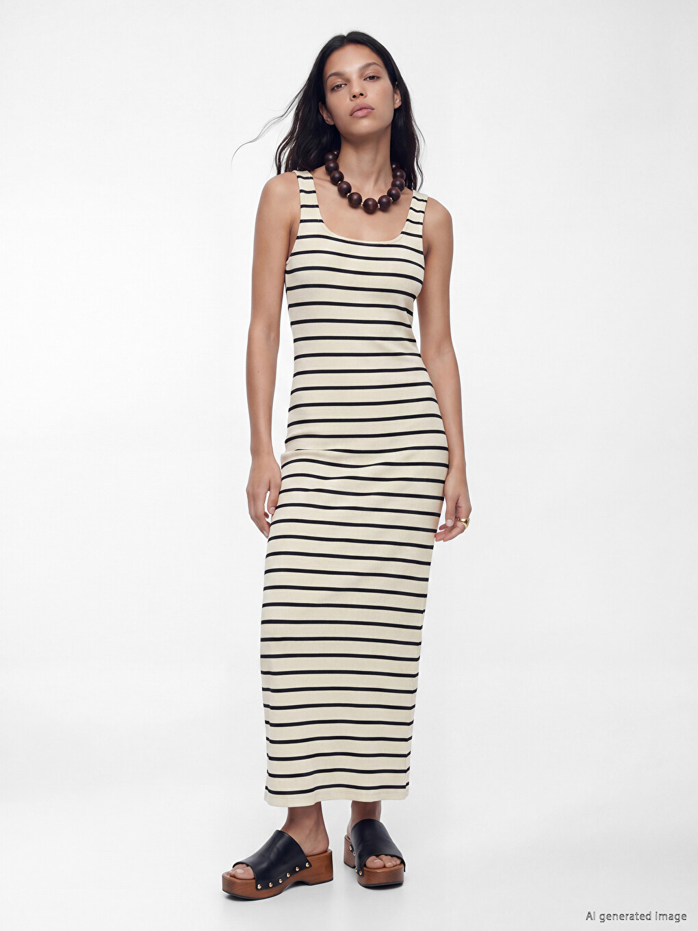 U Neck Striped Bodycon Dress-1