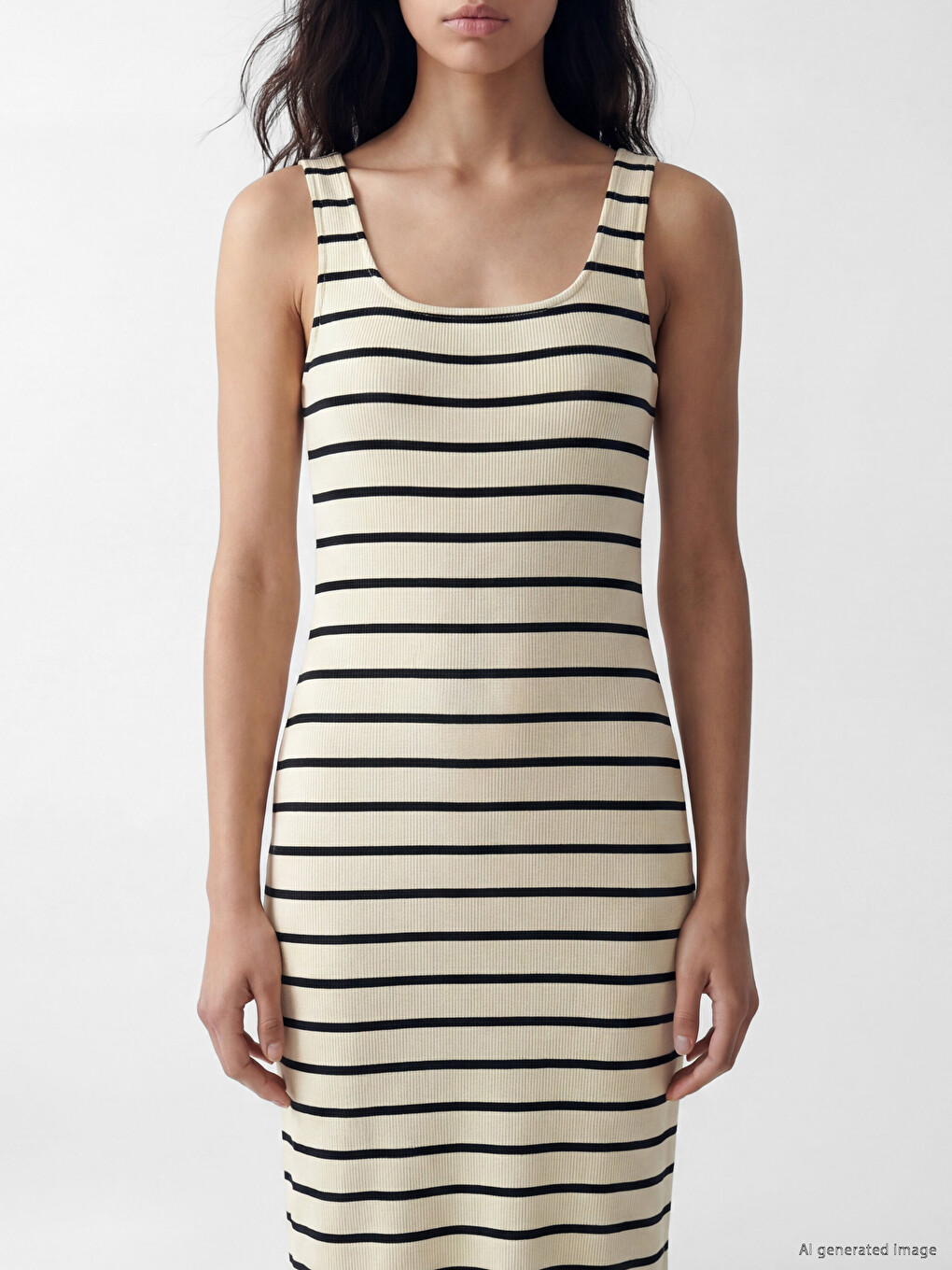 U Neck Striped Bodycon Dress-2