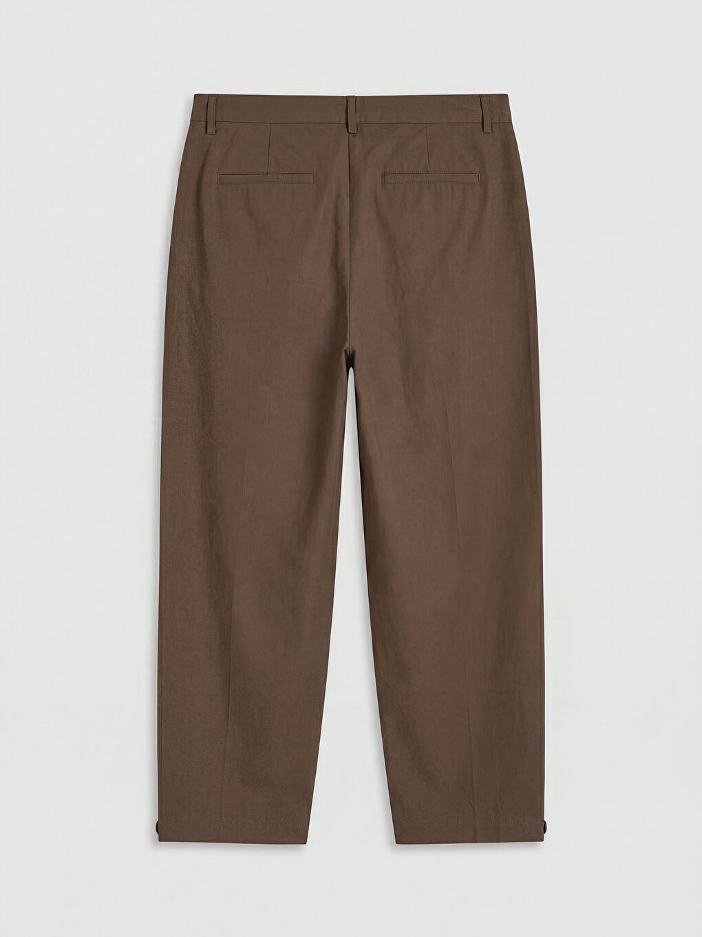 Kahverengi Yüksek Bel Pileli Kadın Kumaş Pantolon-5