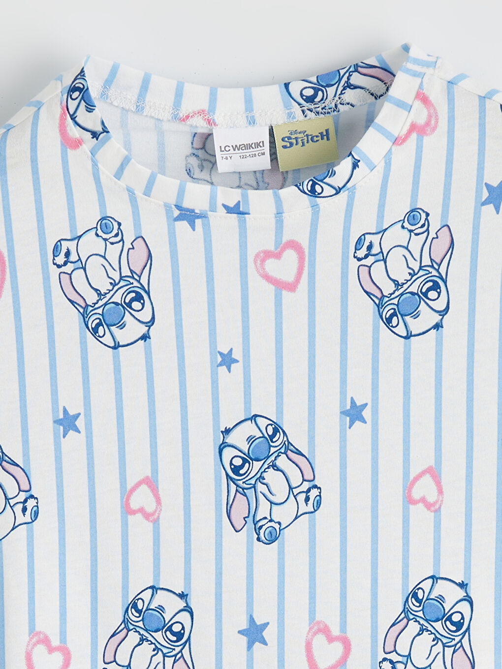 Ekru Stitch Baskılı Kız Çocuk Şortlu Pijama Takımı-2