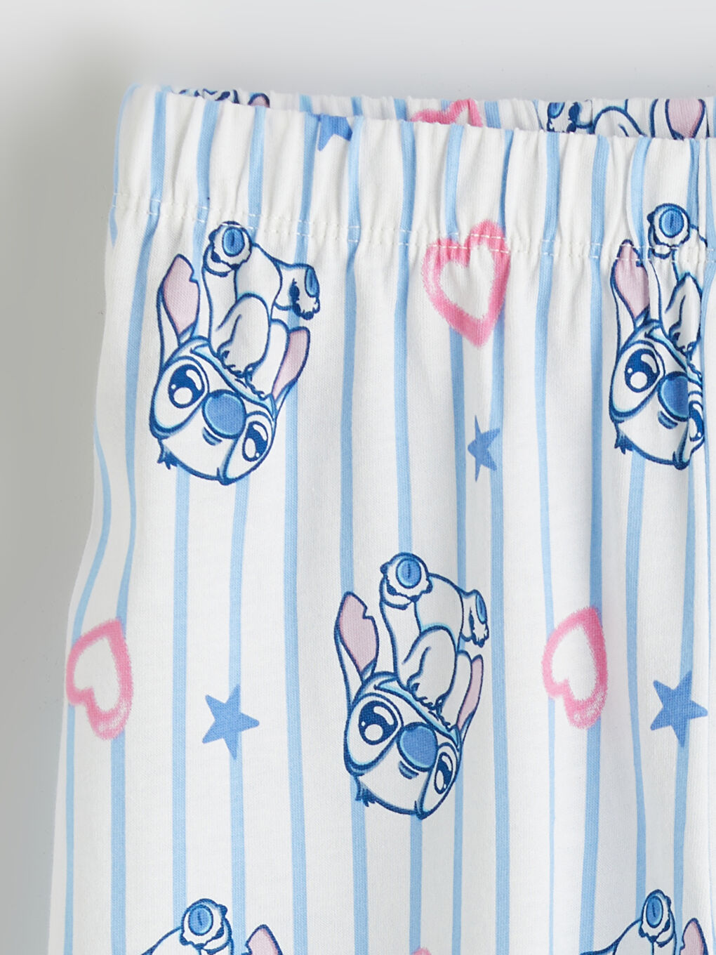Ekru Stitch Baskılı Kız Çocuk Şortlu Pijama Takımı-5