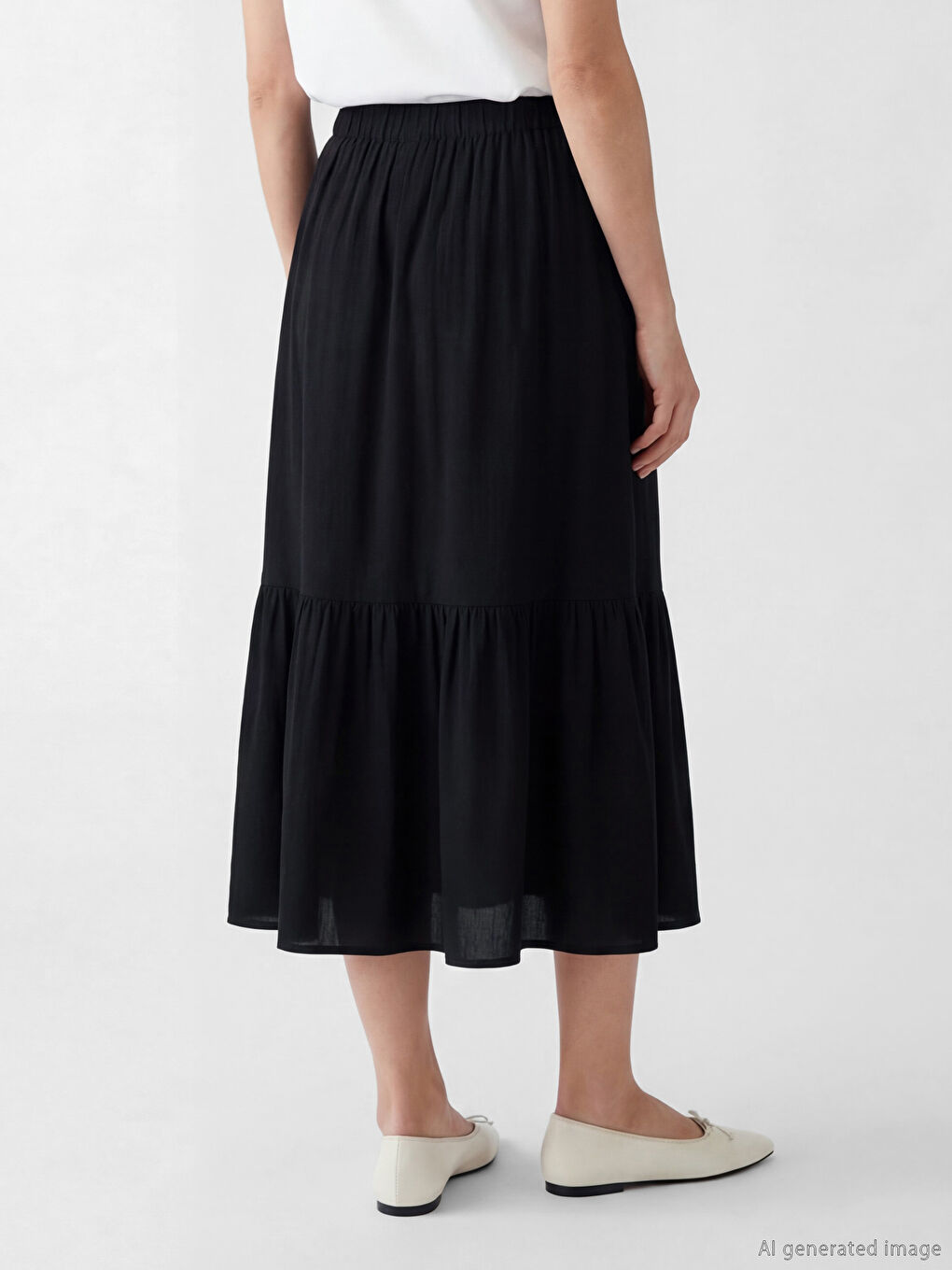 Siyah Beli Lastikli Dokulu Etek-2