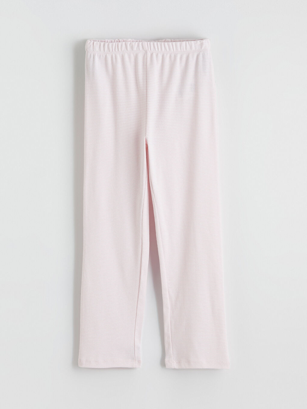 Ekru Çizgili Tavşan Baskılı Kız Çocuk Pijama Takım-4