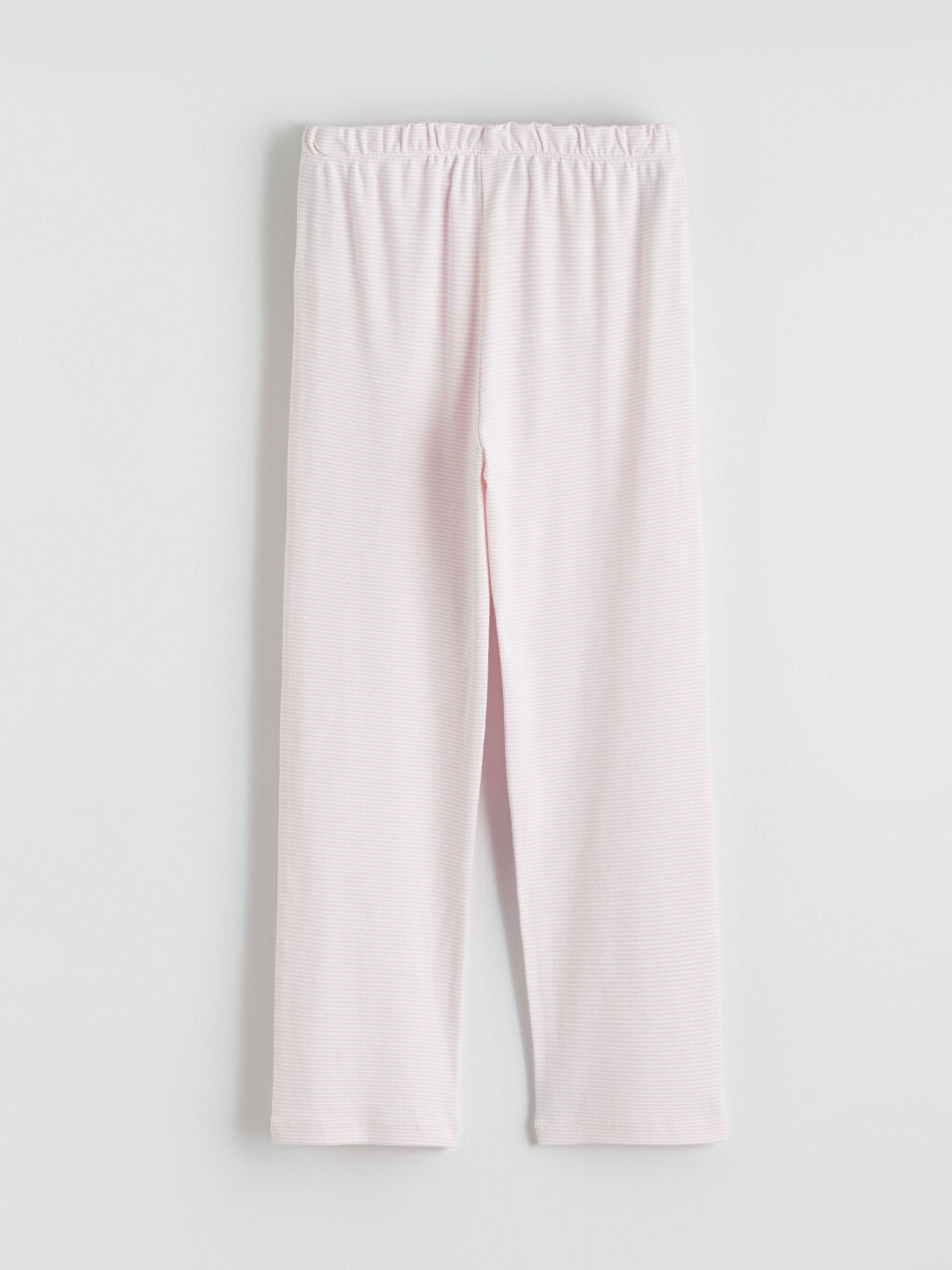 Ekru Çizgili Tavşan Baskılı Kız Çocuk Pijama Takım-6