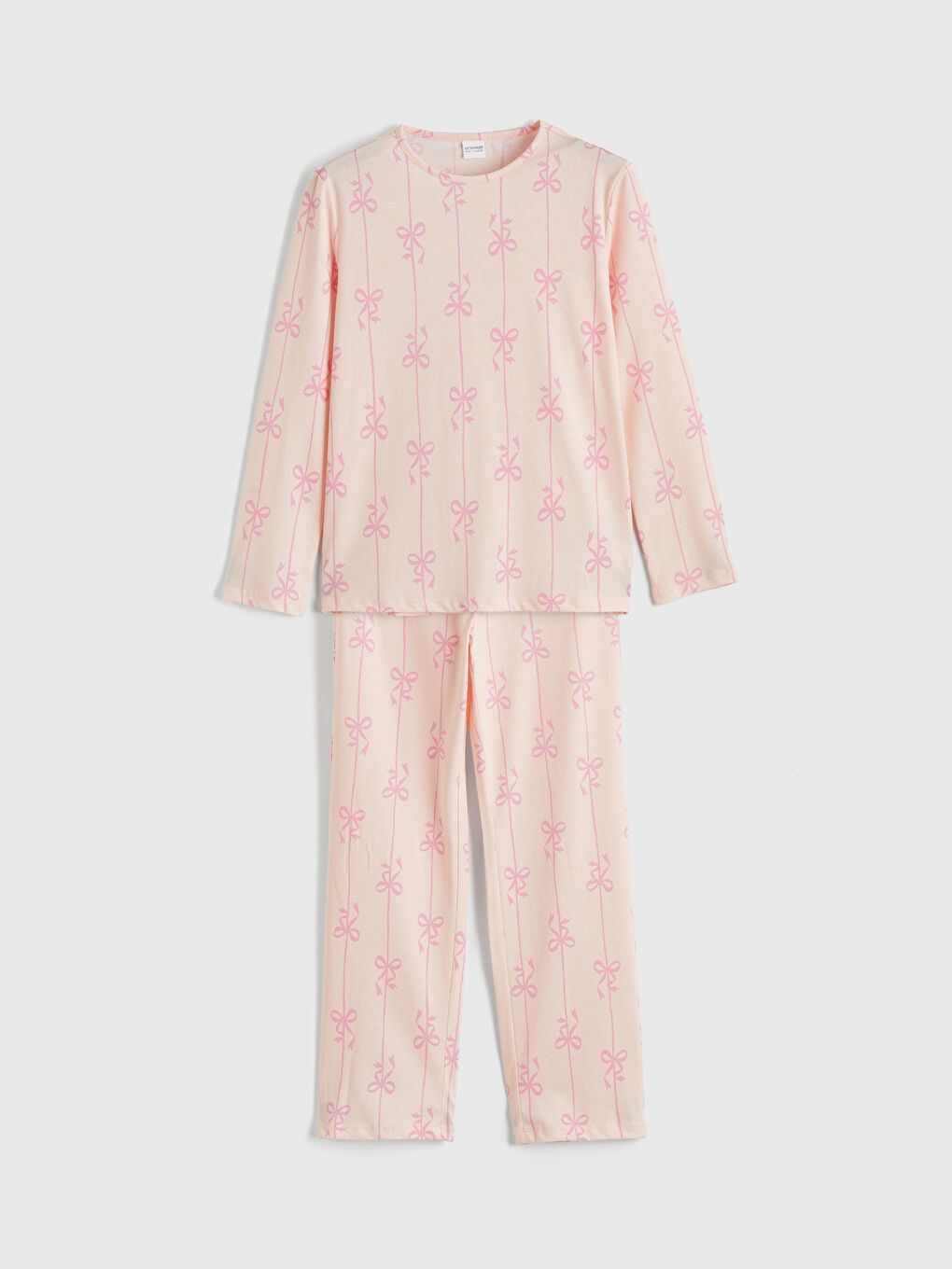 Pembe Fiyonk Baskılı Kız Çocuk Pijama Takım