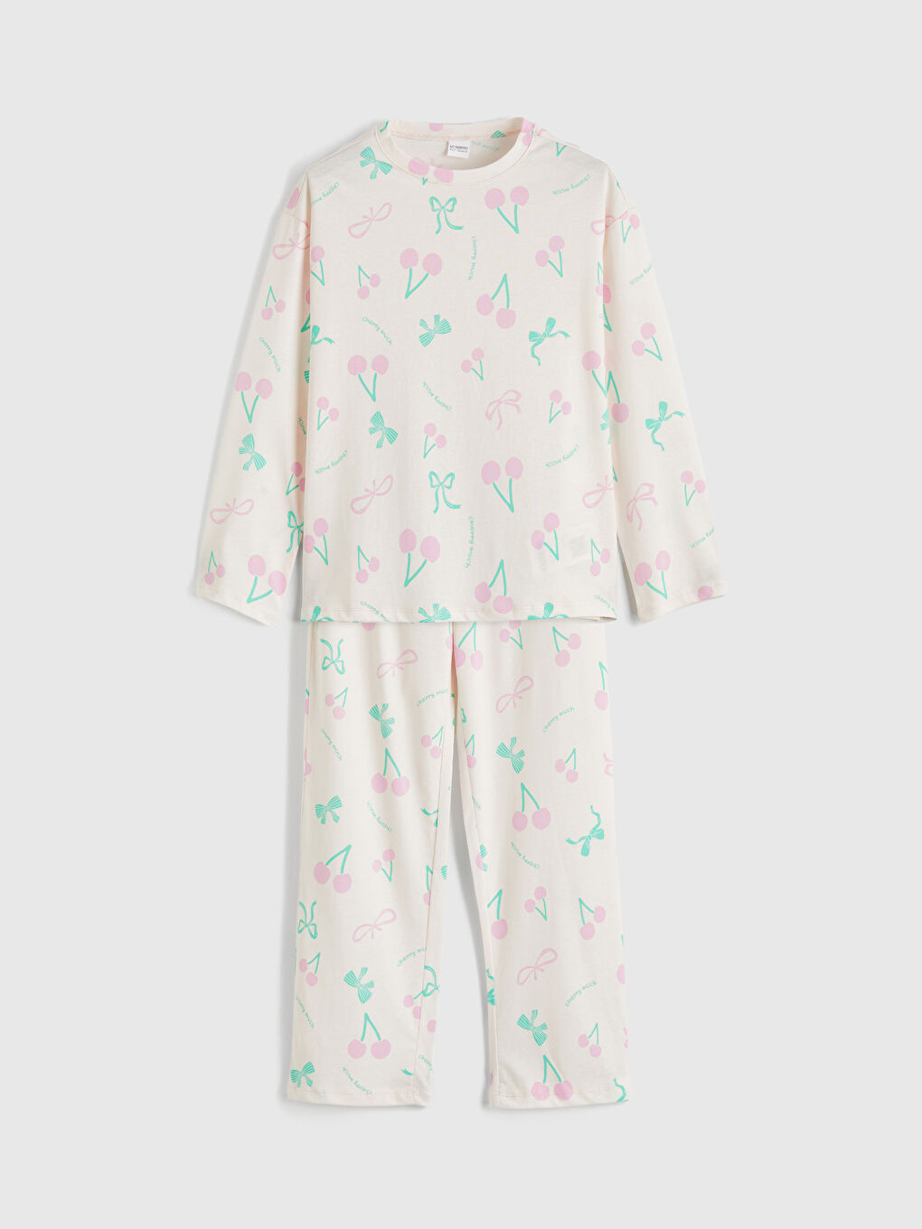 Pembe Bisiklet Yaka Desenli Kız Çocuk Pijama Takım