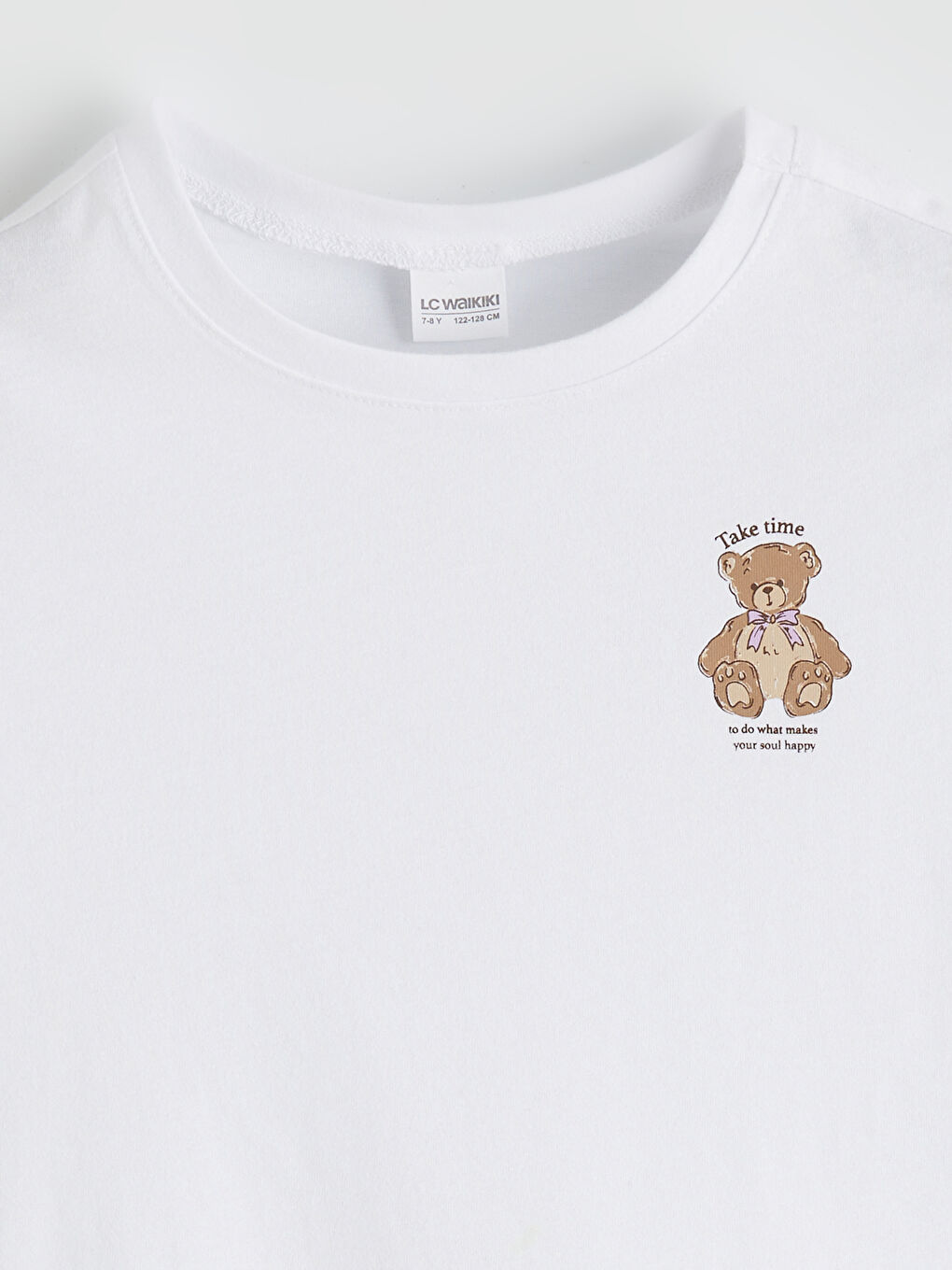 Ekru Bisiklet Yaka Baskılı Kız Çocuk Şortlu Pijama Takımı-2