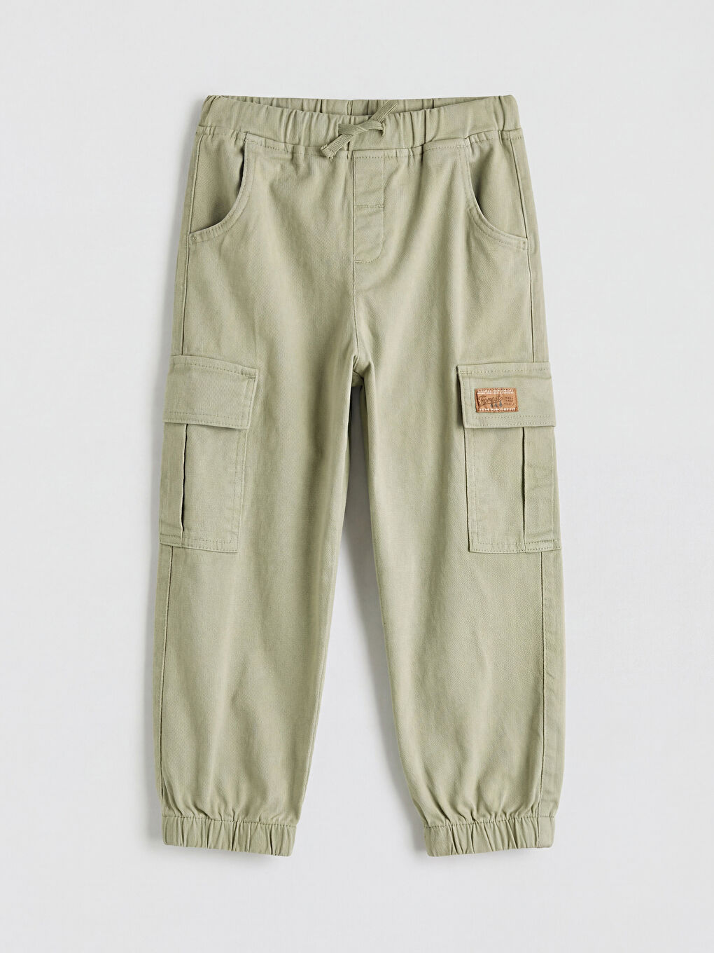 Yeşil Loose Fit Erkek Çocuk Gabardin Kargo Pantolon