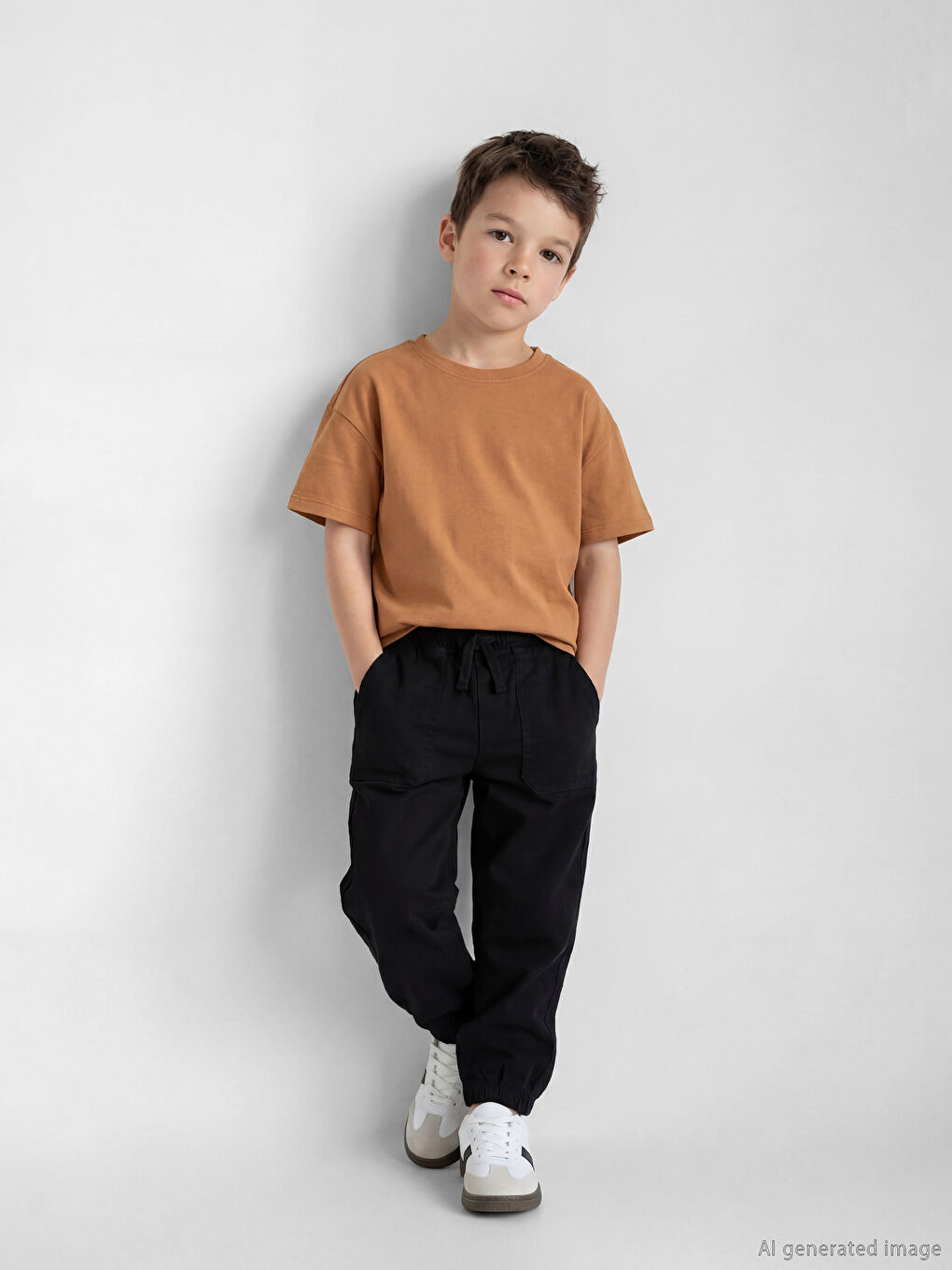 Siyah Beli Lastikli Erkek Çocuk Jogger Pantolon