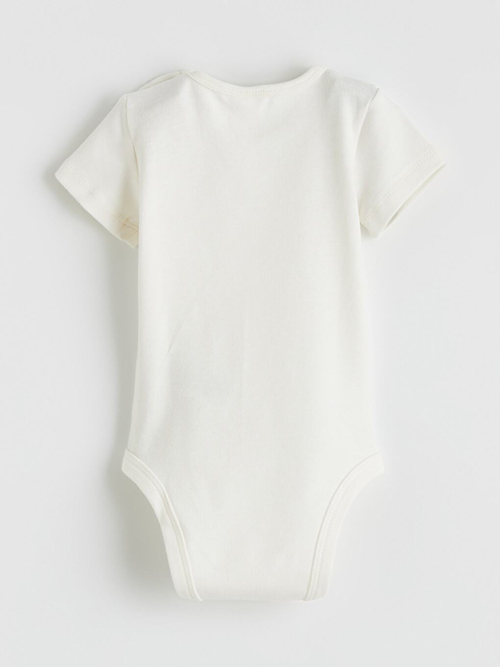 Ekru Kız Bebek Kısa Kollu Çıtçıtlı Body-1