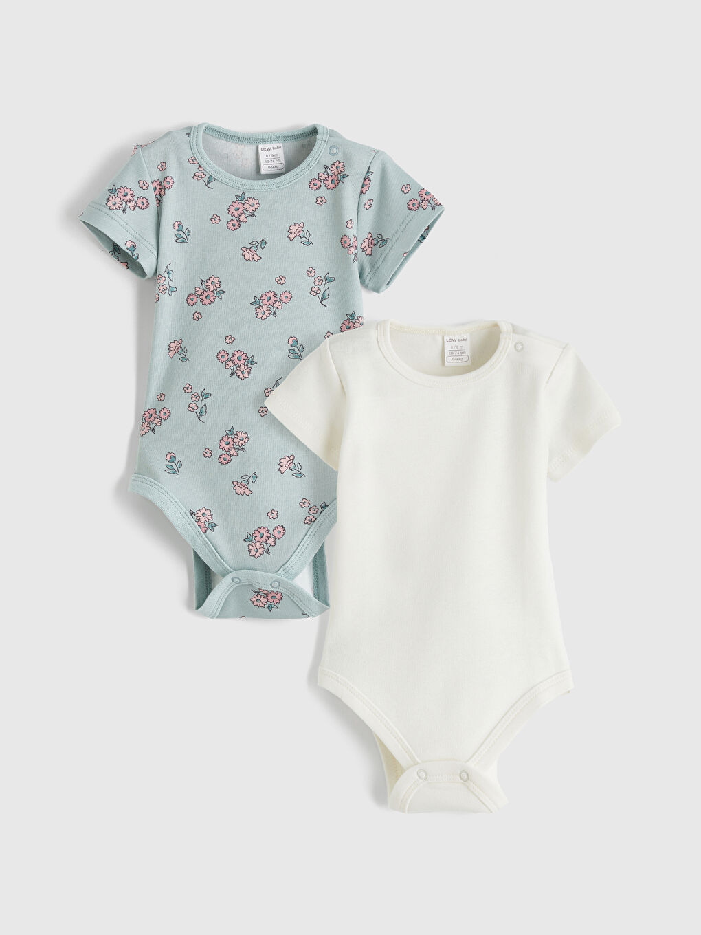 Yeşil Çiçek Baskılı Kız Bebek Çıtçıtlı Body 2'li