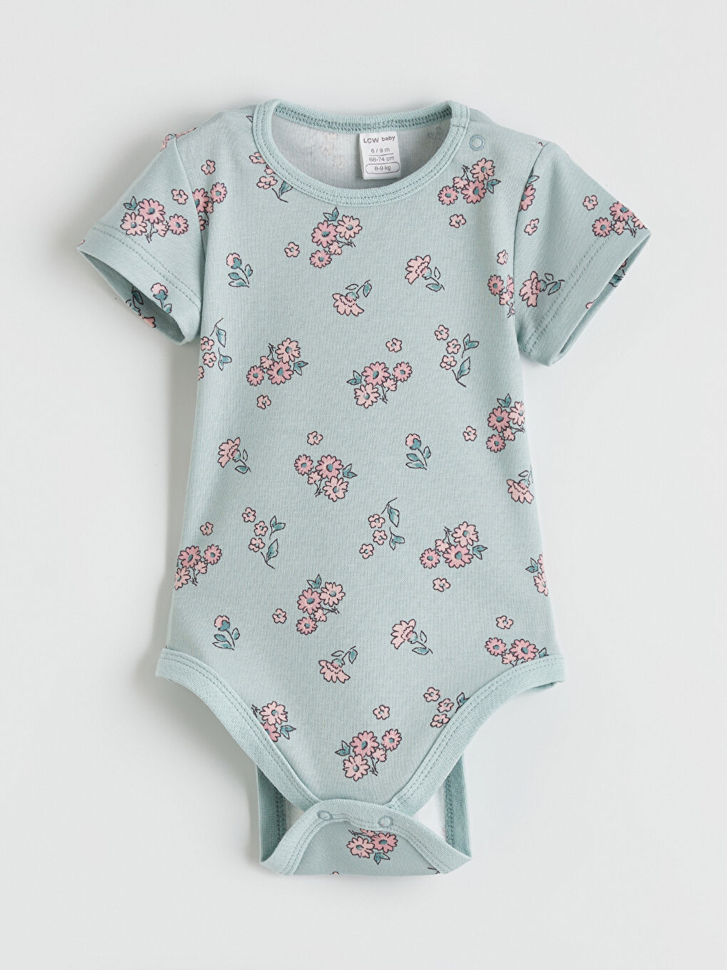 Yeşil Çiçek Baskılı Kız Bebek Çıtçıtlı Body 2'li-1