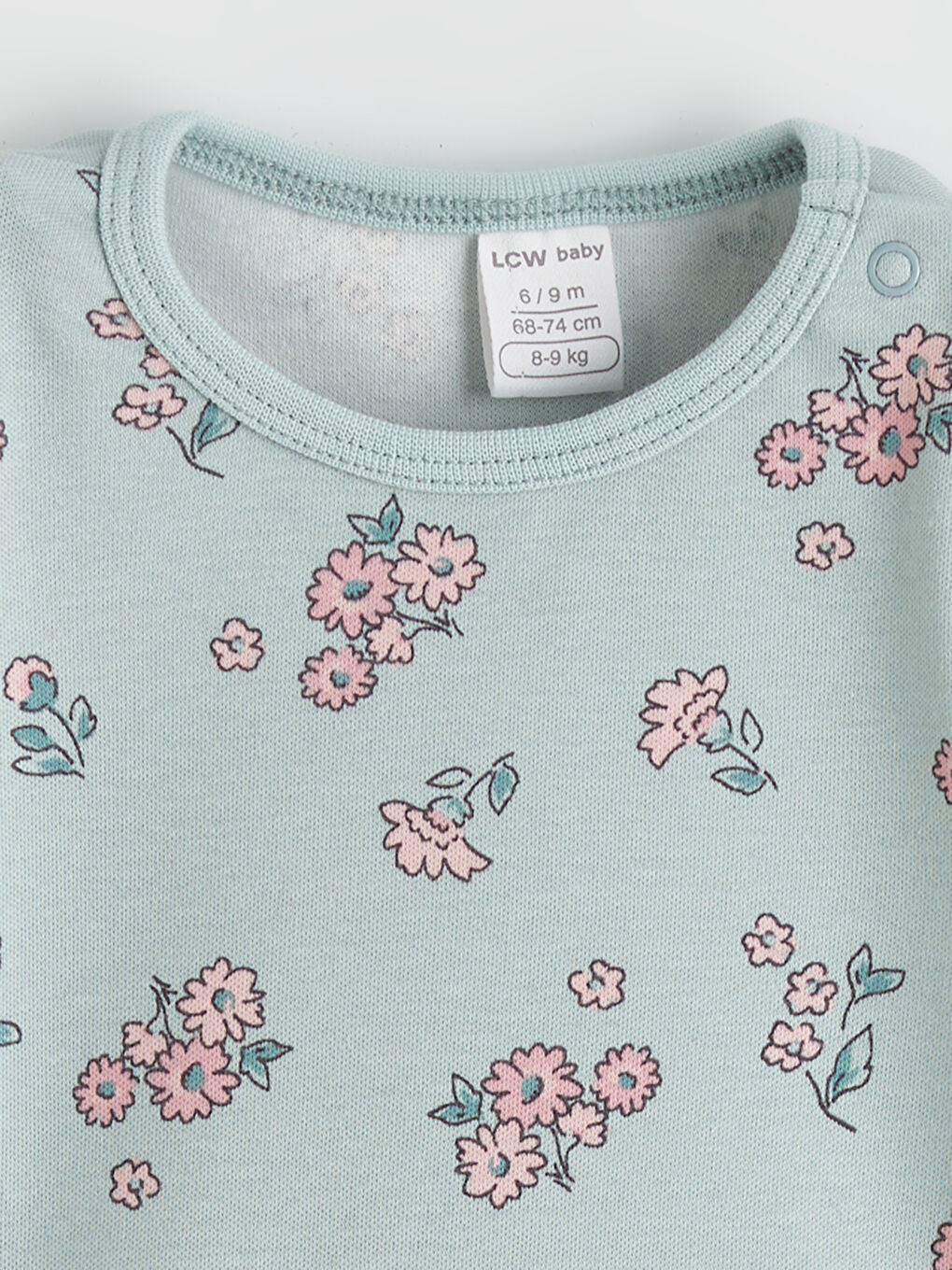 Yeşil Çiçek Baskılı Kız Bebek Çıtçıtlı Body 2'li-2