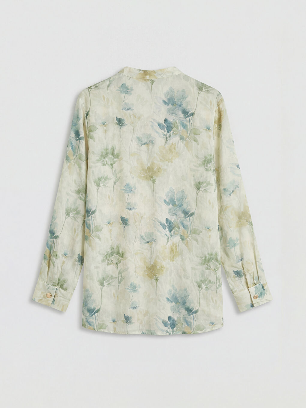 Bej Hakim Yaka Çiçekli Kadın Gömlek Tunik-5