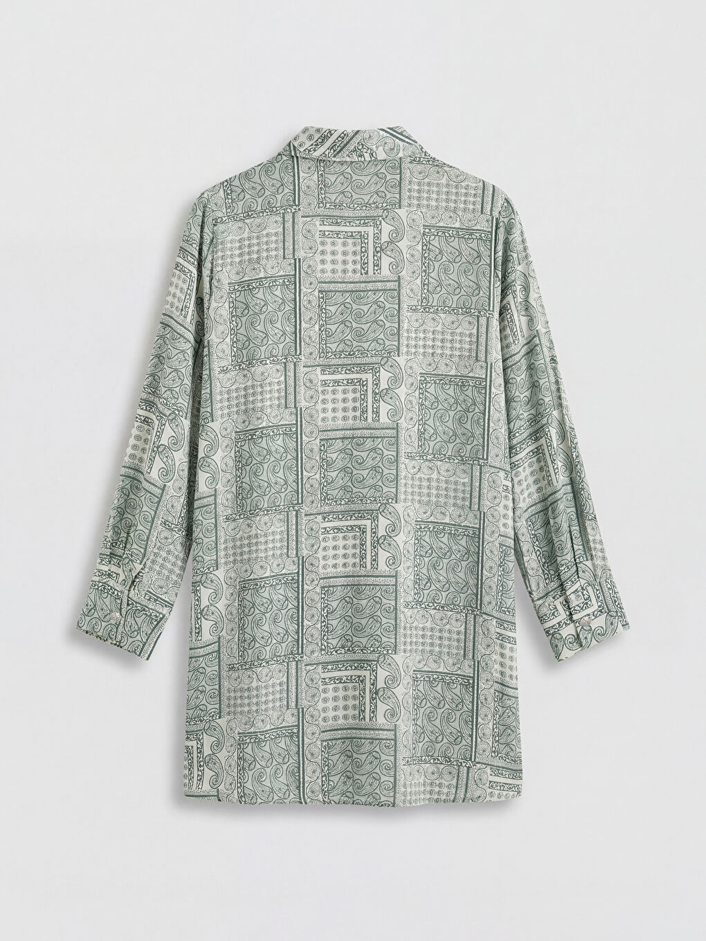 Yeşil Hakim Yaka Çiçekli Kadın Gömlek Tunik-1