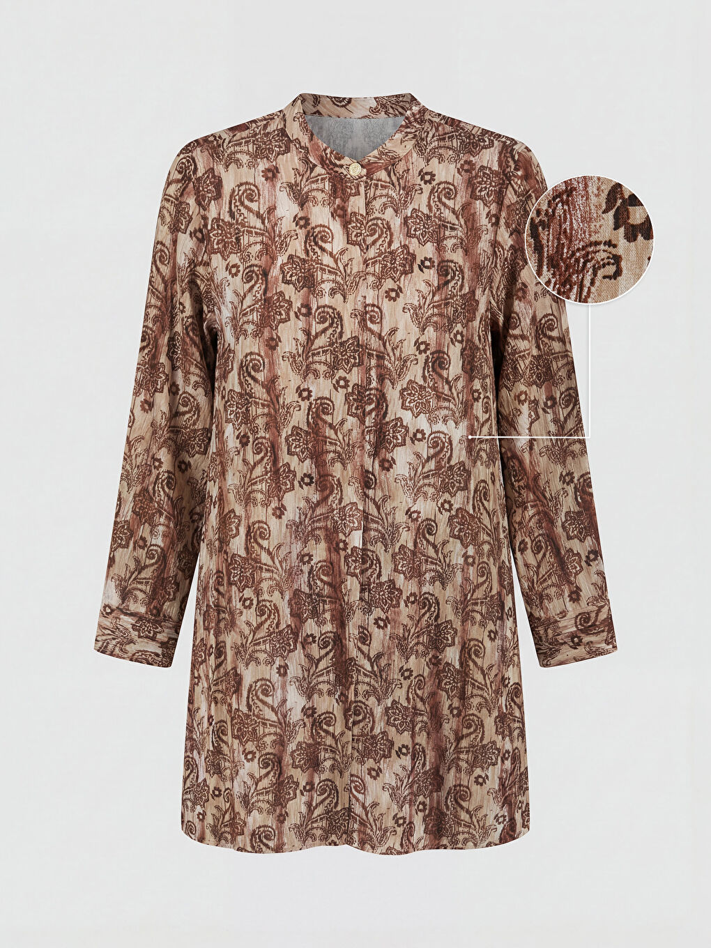 Mürdüm Hakim Yaka Çiçekli Kadın Gömlek Tunik