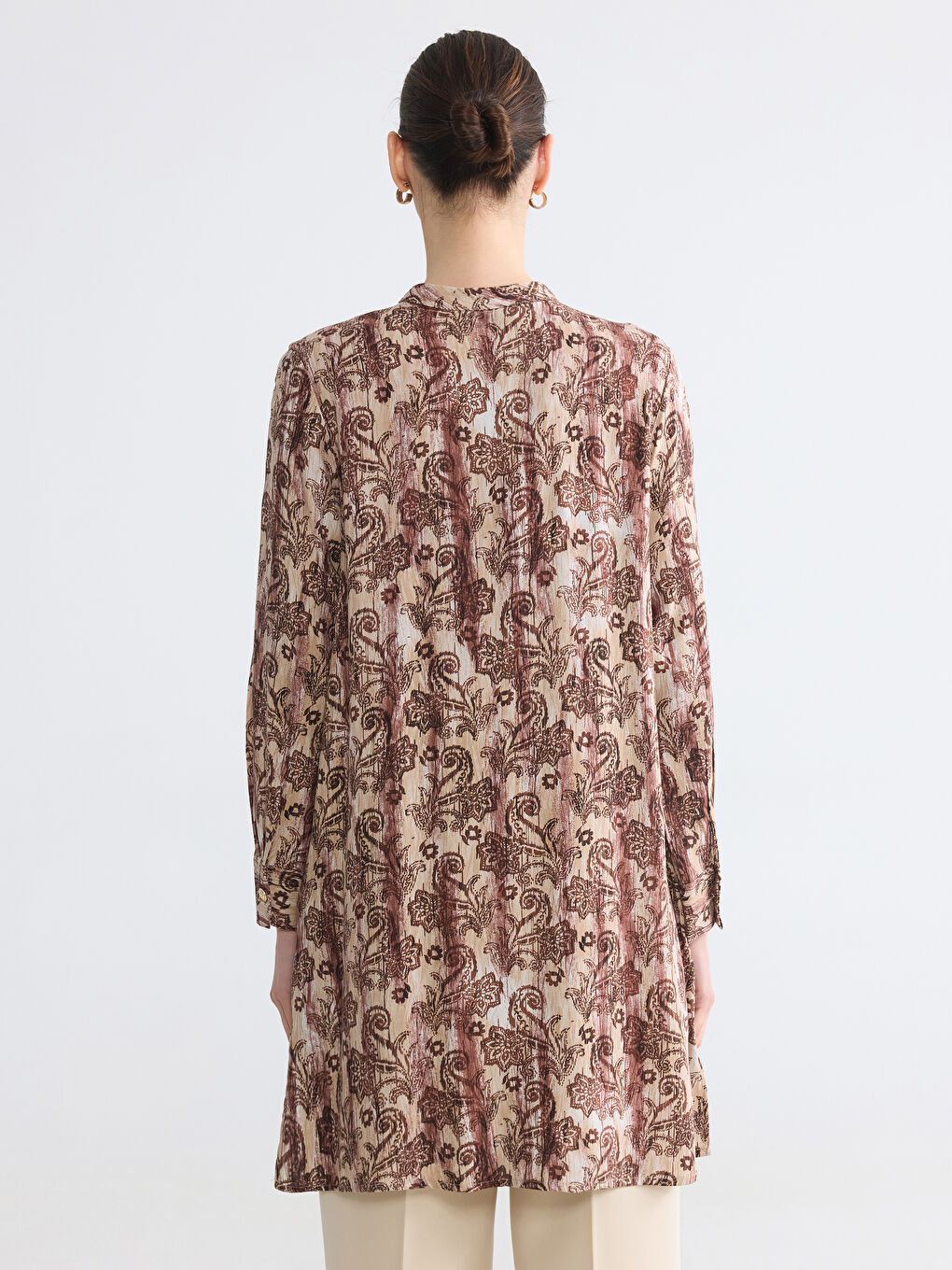 Grandad Collar Floral Women's Shirt Tunic-3