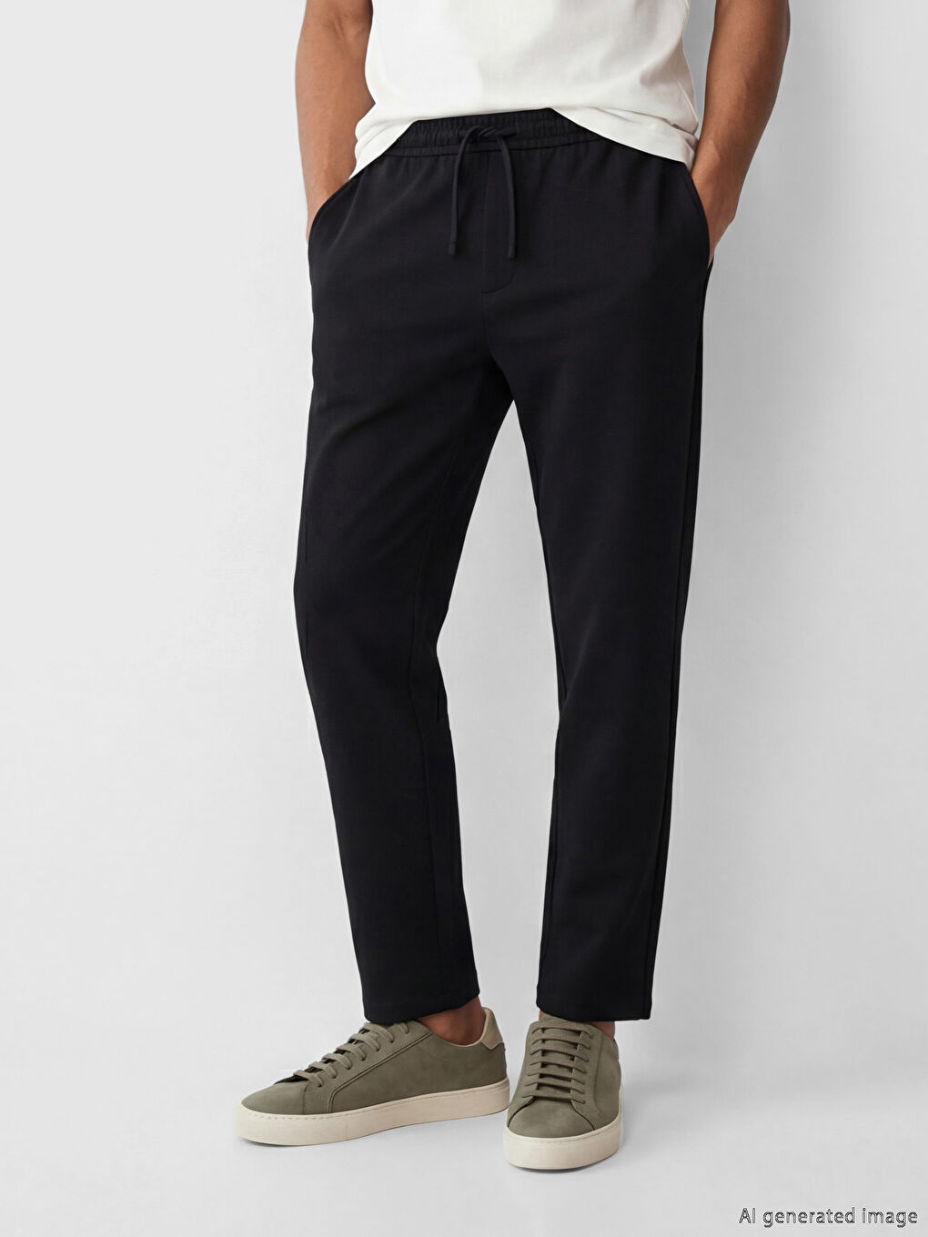 Siyah Standart Kalıp Erkek Pantolon-1