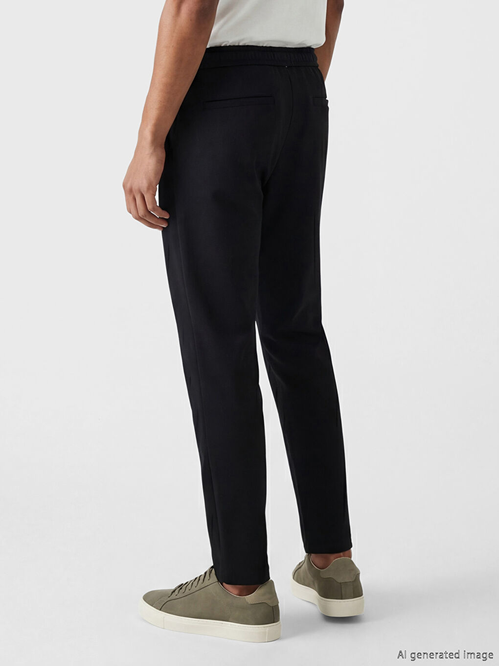 Siyah Standart Kalıp Erkek Pantolon-2