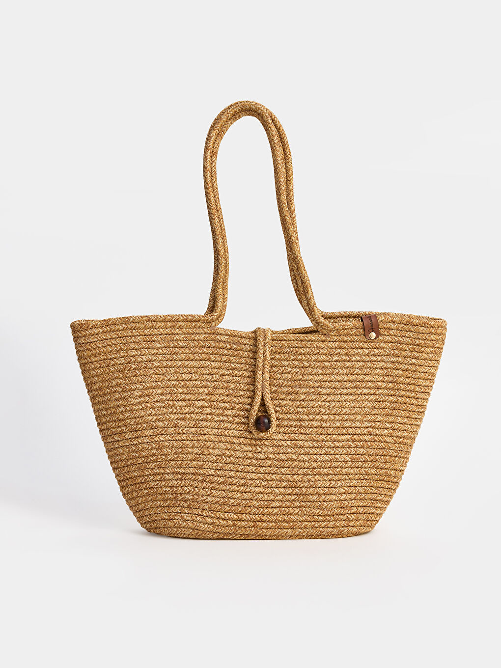 Bej Kadın Hasır Plaj Çantası