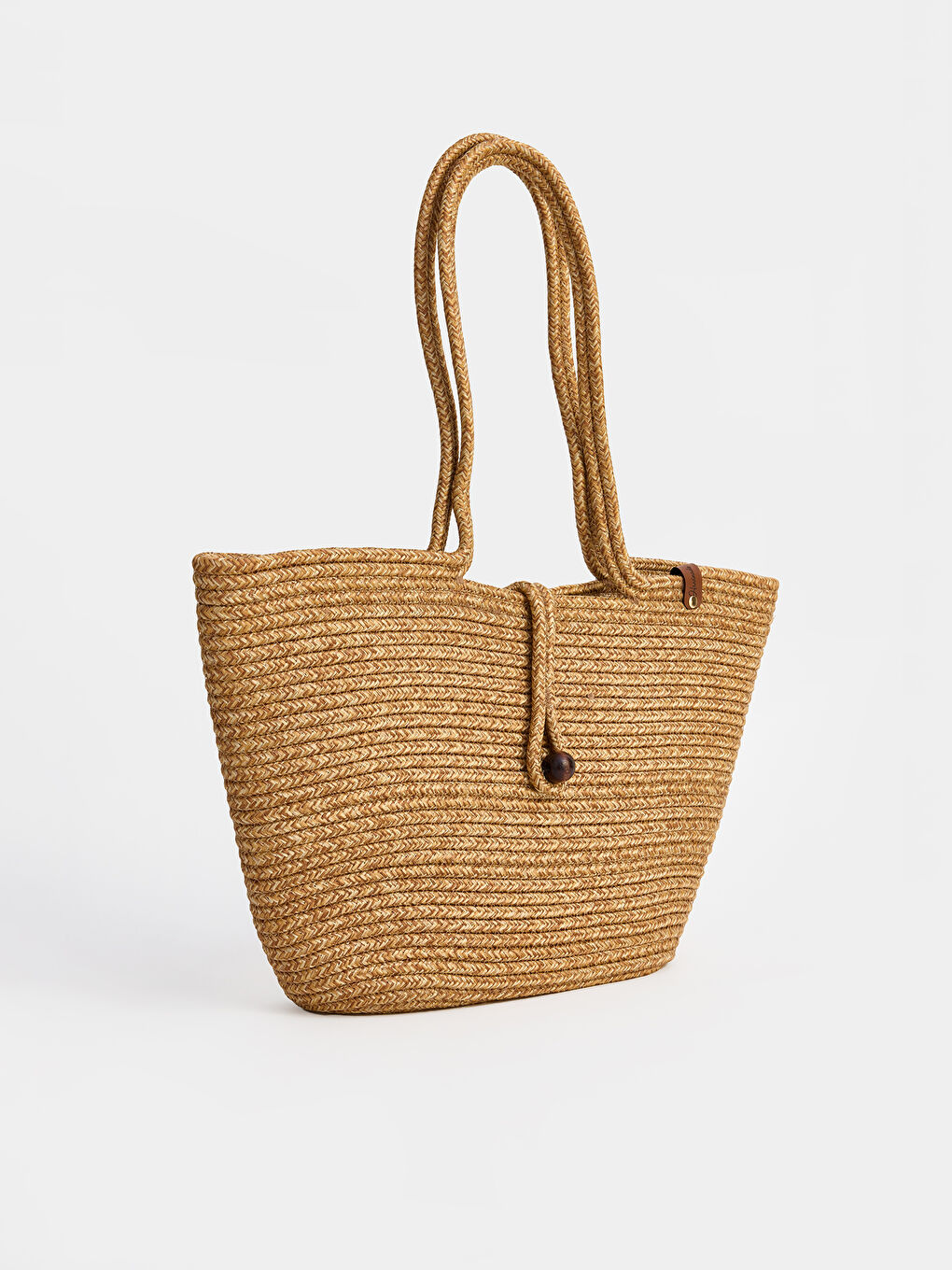 Bej Kadın Hasır Plaj Çantası-1
