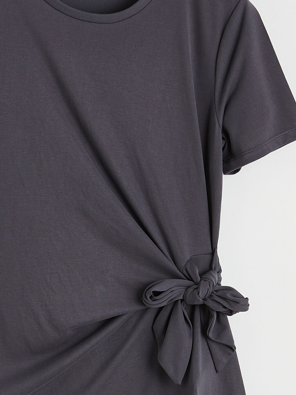 Antrasit Bisiklet Yaka Yandan Bağlama Detaylı Bluz-2