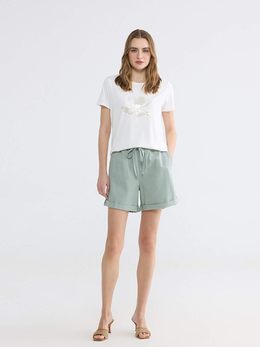 Elastic Waist Women's Jean Shorts