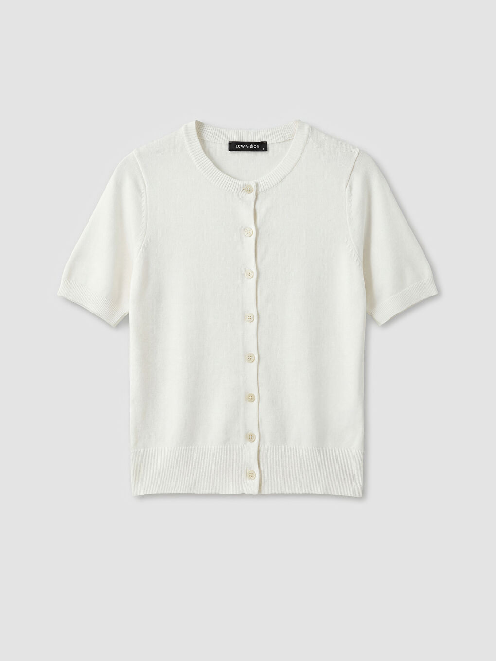 Ekru Bisiklet Yaka Kadın Triko Hırka