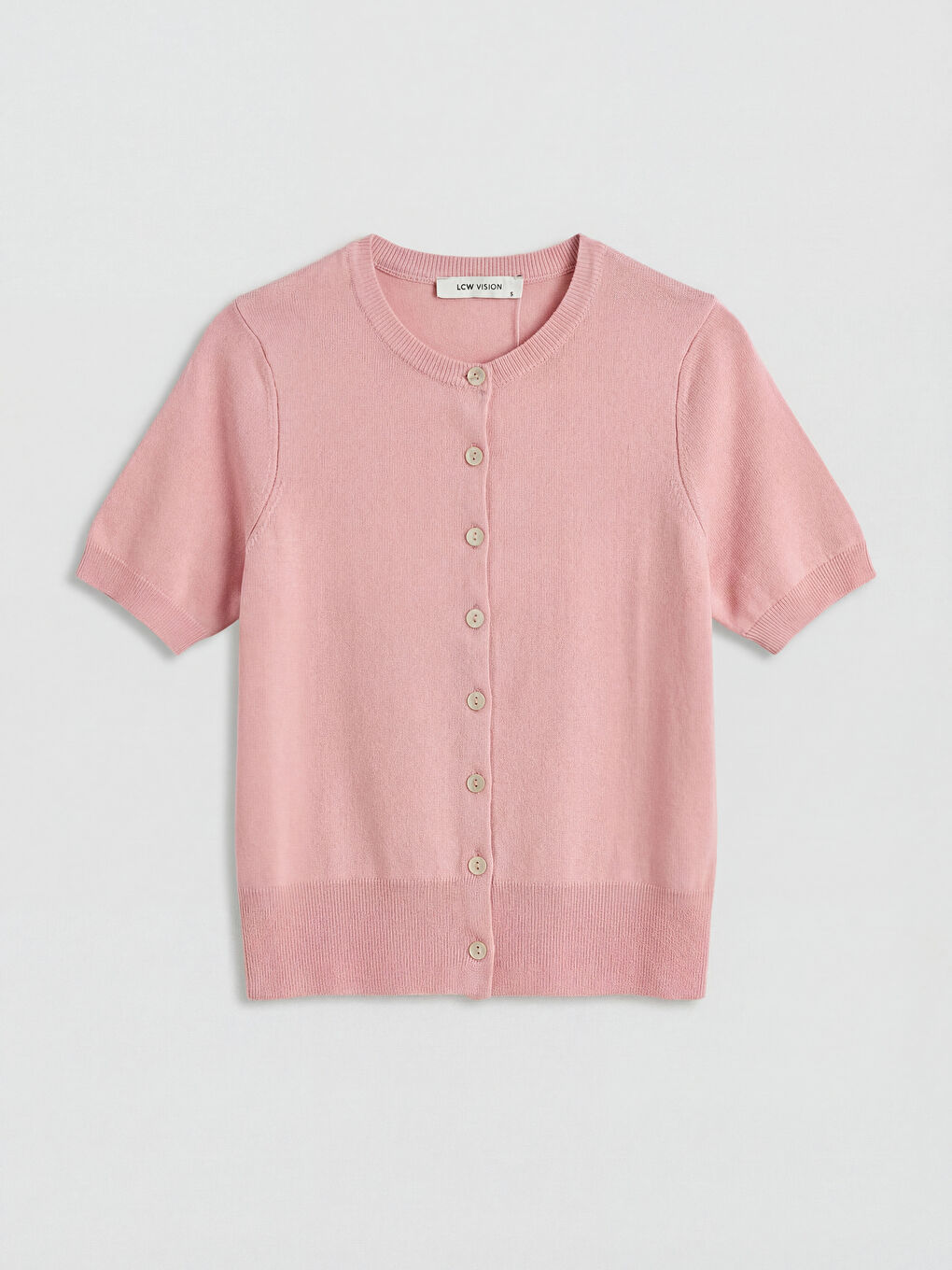 Pembe Bisiklet Yaka Kadın Triko Hırka	