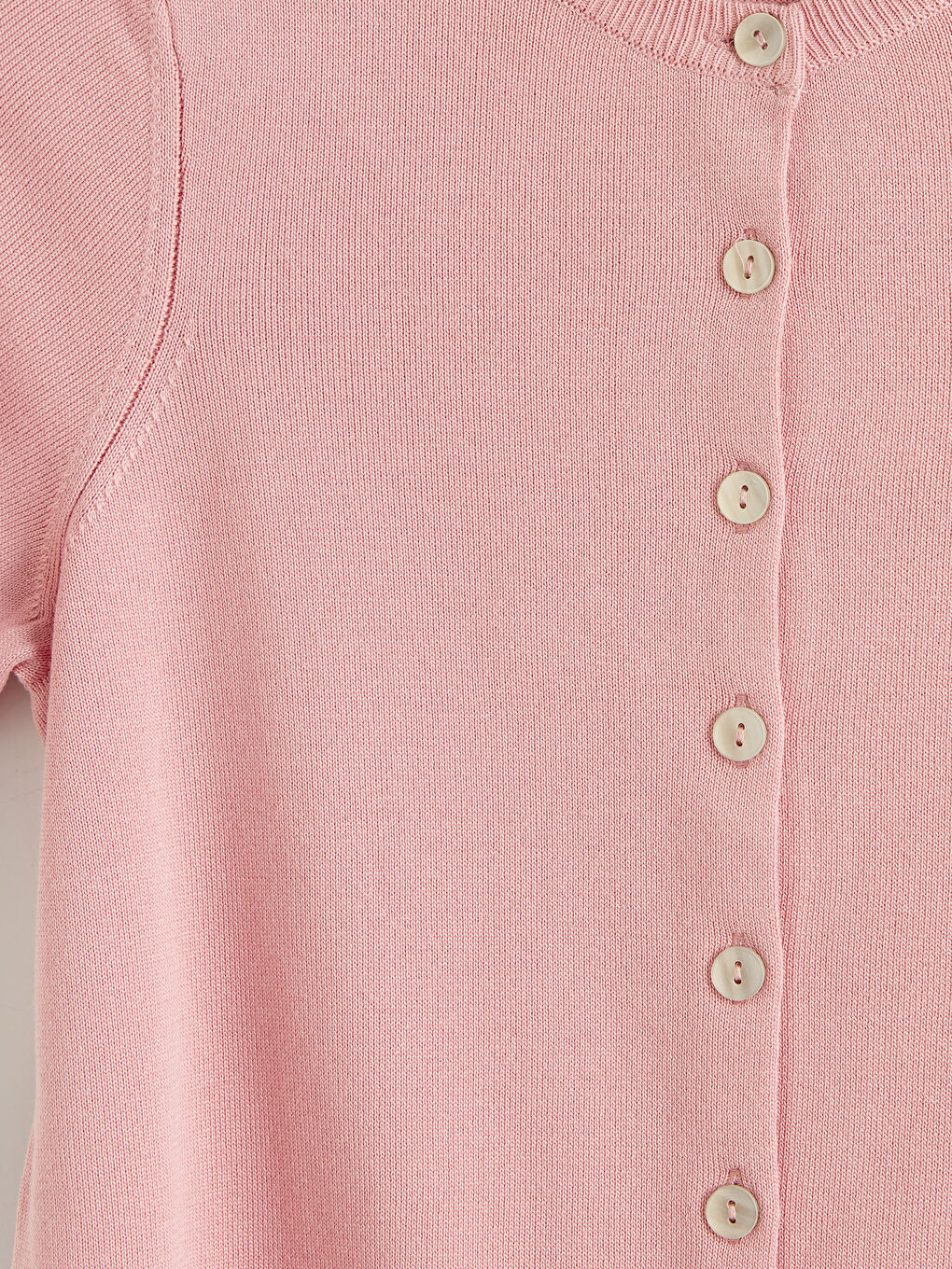 Pembe Bisiklet Yaka Kadın Triko Hırka	-2