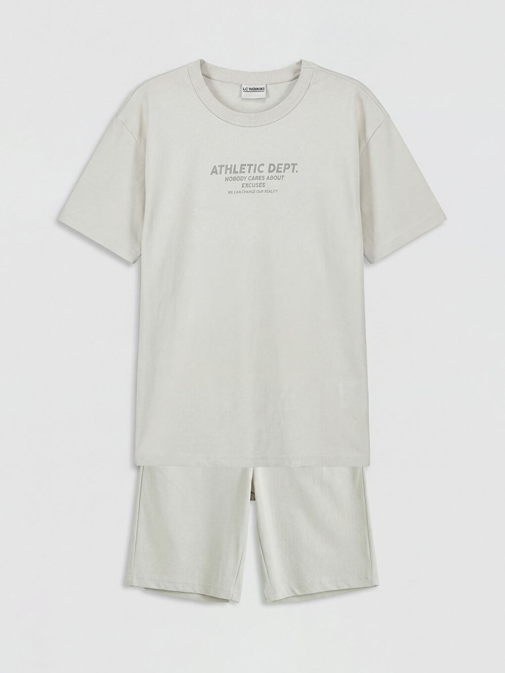 Bej Baskılı Erkek Çocuk Tişört ve Şort