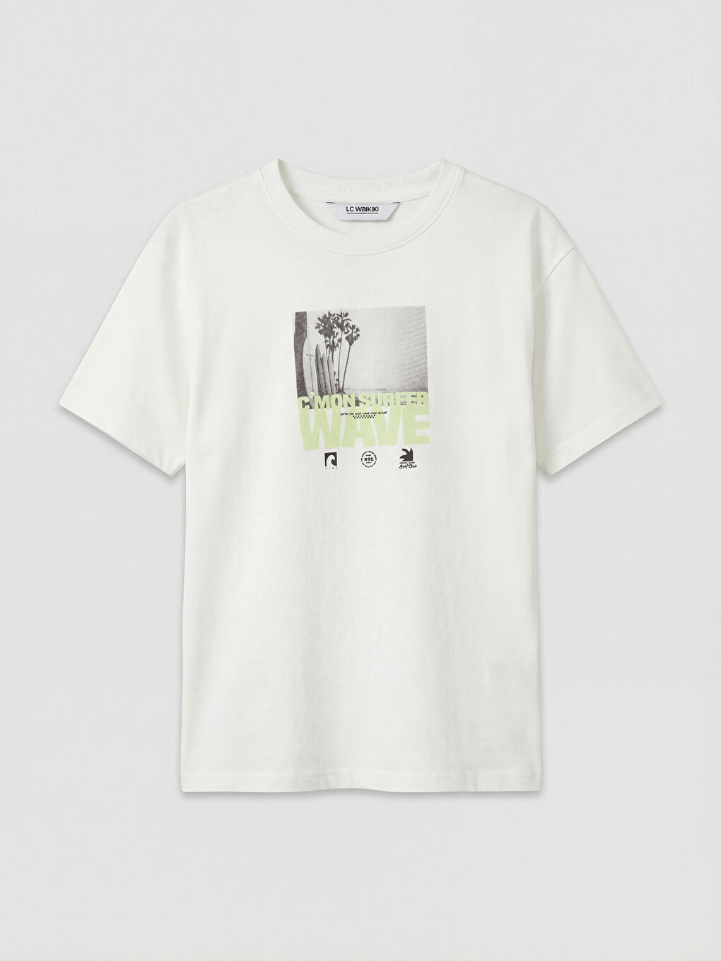 Ekru Baskılı Erkek Çocuk Tişört ve Şort-1