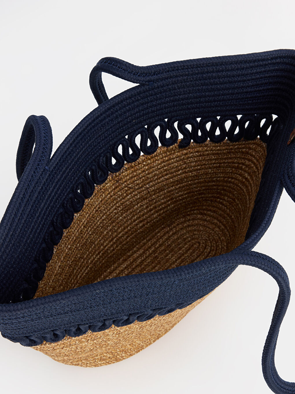 Lacivert Kadın Hasır Plaj Çantası-3