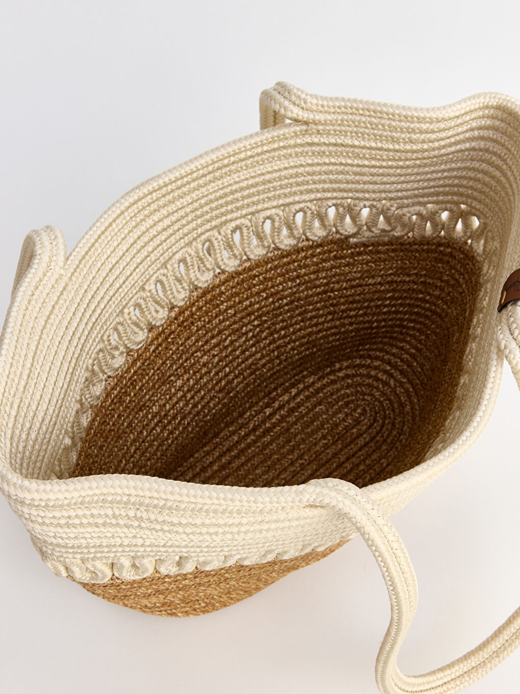 Ekru Kadın Hasır Plaj Çantası-3