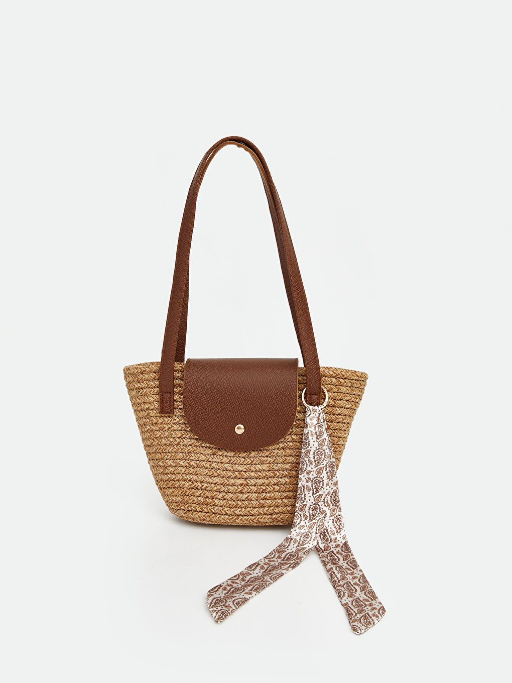 Bej Kadın Hasır Omuz Çantası-1