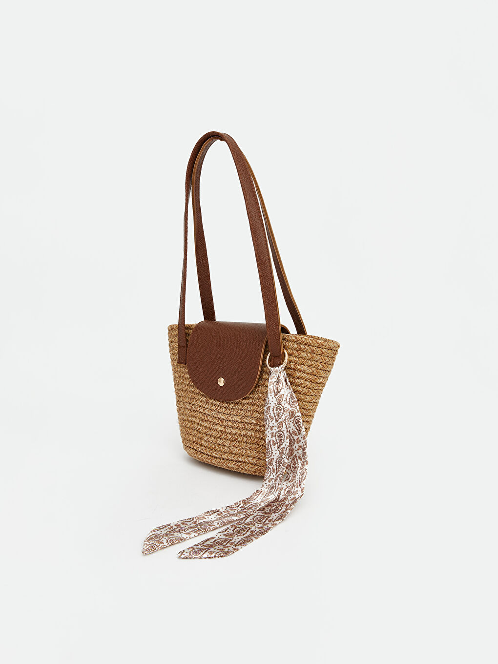 Bej Kadın Hasır Omuz Çantası-2