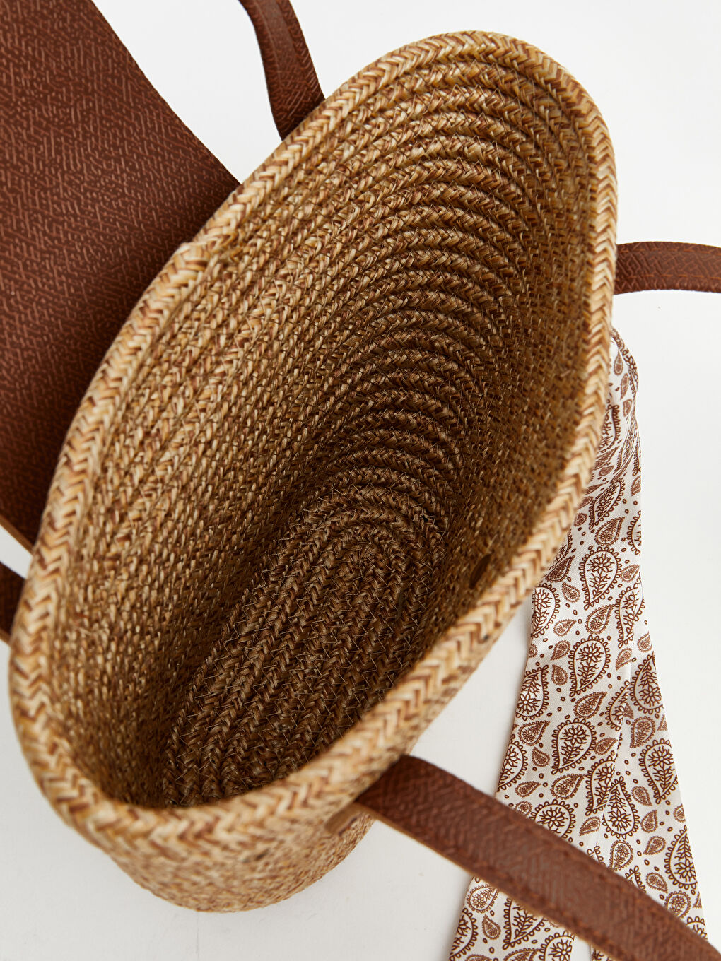 Bej Kadın Hasır Omuz Çantası-4