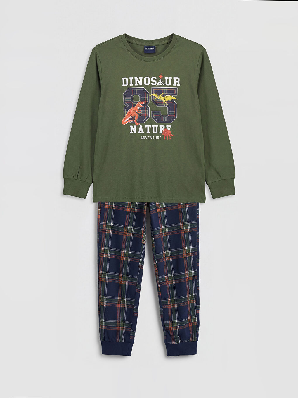 Yeşil Dinozor Baskılı Erkek Çocuk Pijama Takım