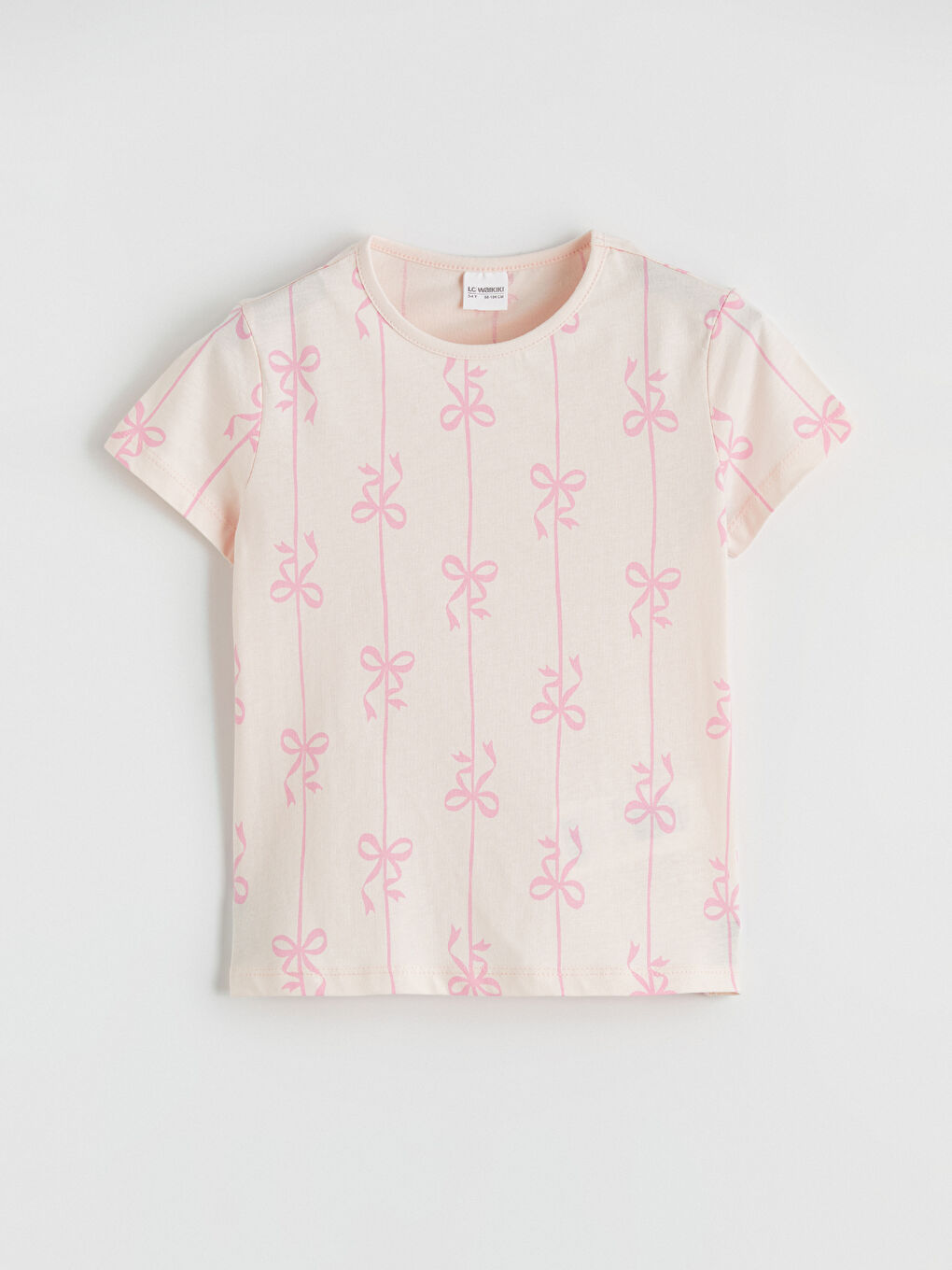 Pembe Fiyonk Desenli Kız Çocuk Şortlu Pijama Takımı-1