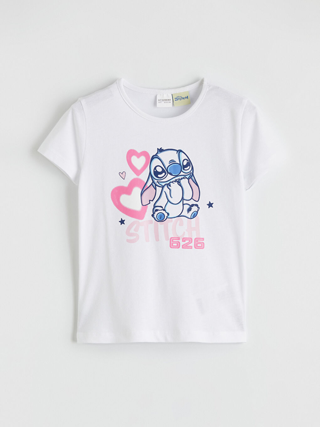 Ekru Stitch Baskılı Kız Çocuk Şortlu Pijama Takımı-1