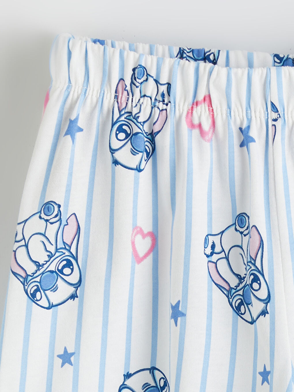 Ekru Stitch Baskılı Kız Çocuk Şortlu Pijama Takımı-5