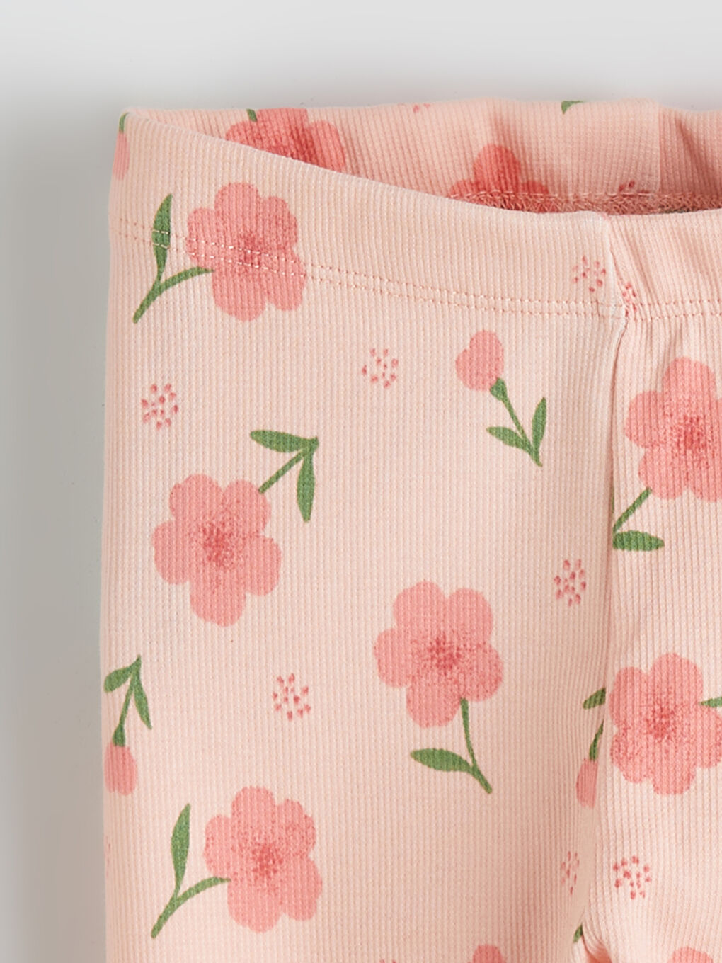 Pembe Çiçekli Kız Çocuk Fitilli Tayt-2