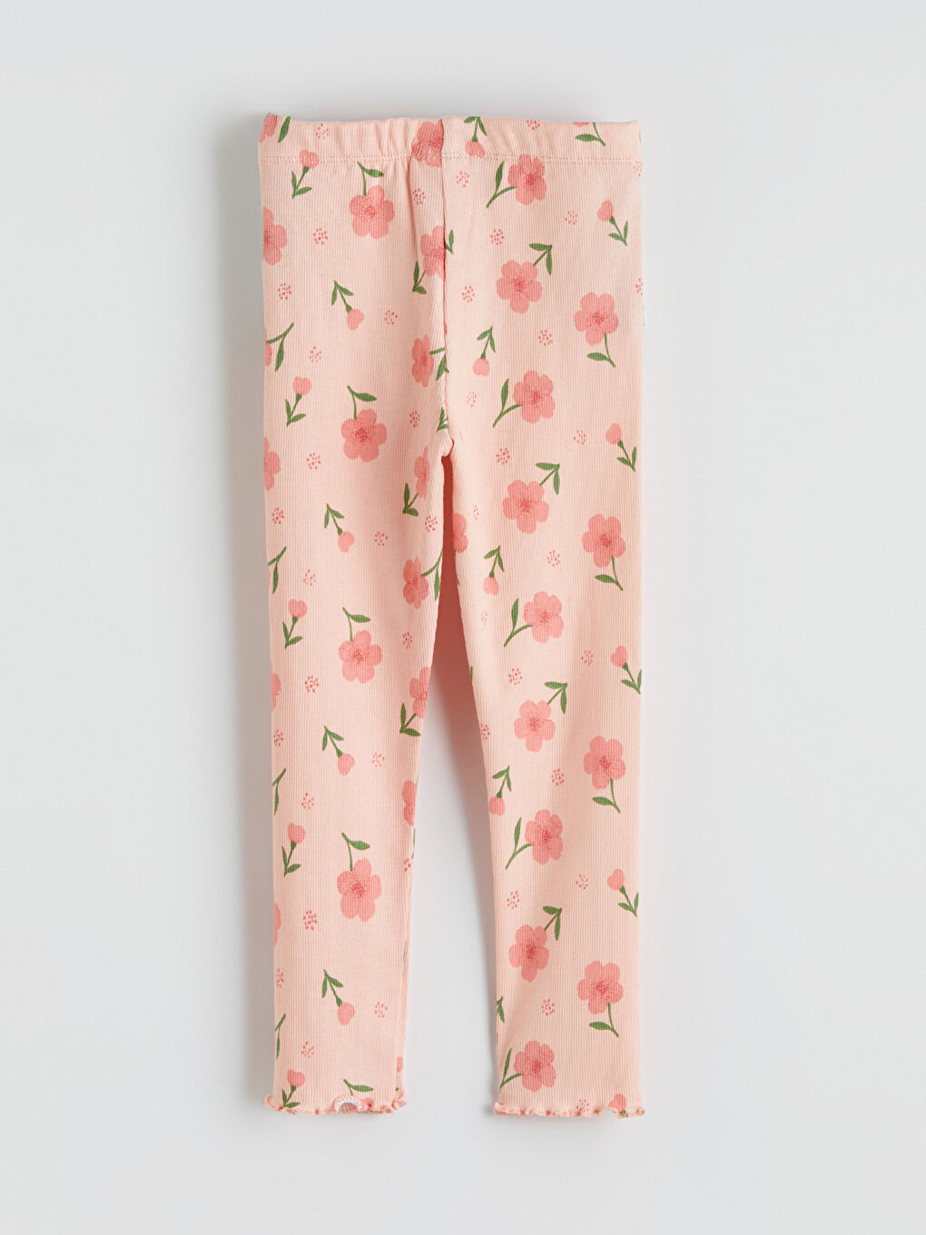 Pembe Çiçekli Kız Çocuk Fitilli Tayt-3